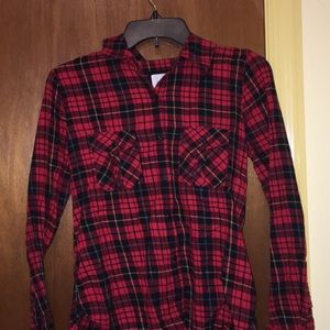 red long sleeve flannel